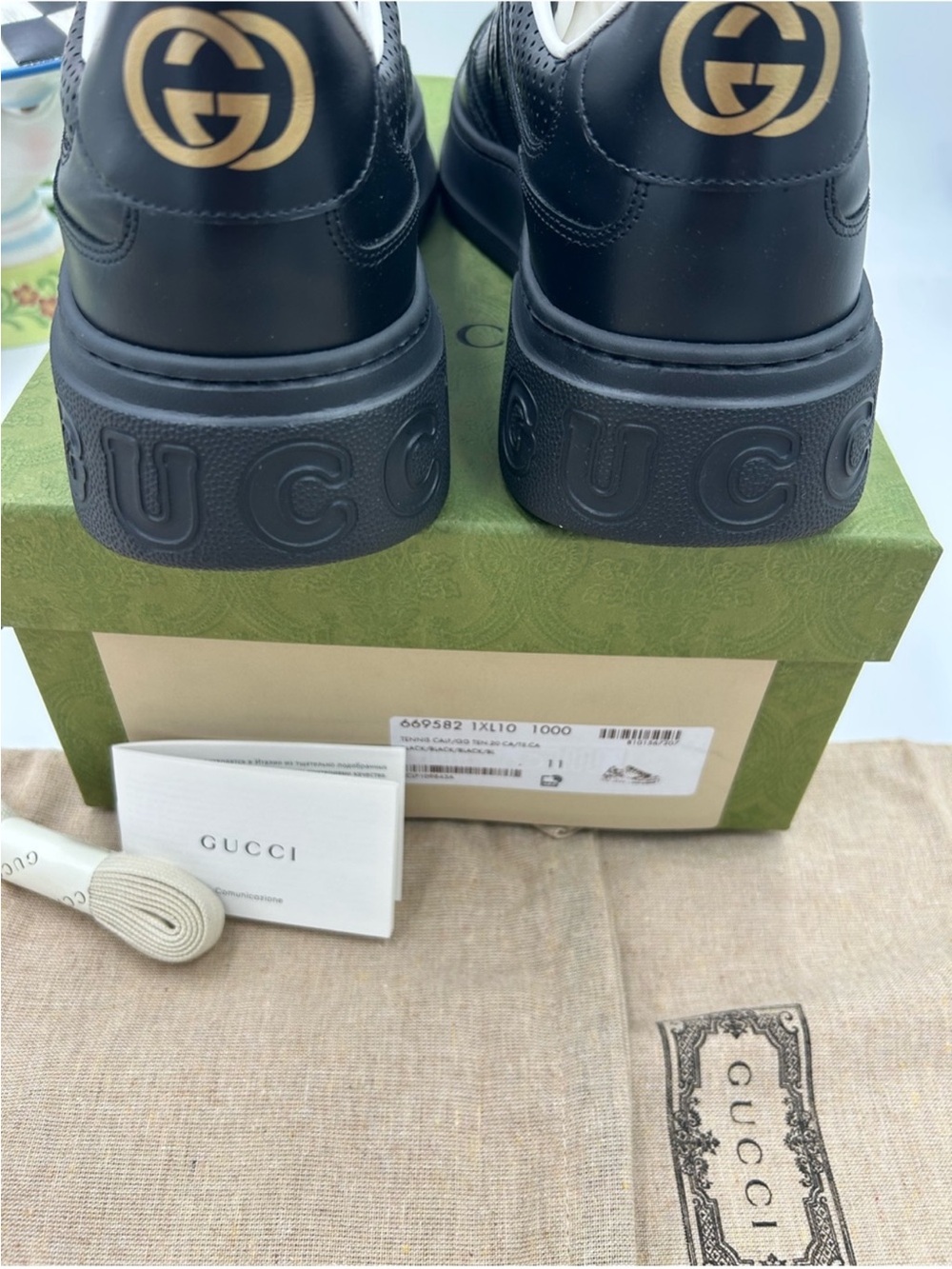 Men’s Gucci GG embossed leather sneakers size 11 fits 11.5 US made in Italy - Picture 7 of 10